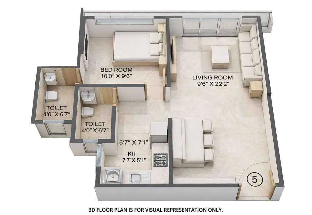 Floor plan for 1 BHK