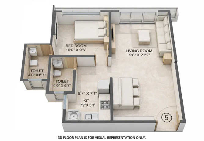 Platinum Crest Andheri - Floor plan 1 BHK 460 Sq.ft