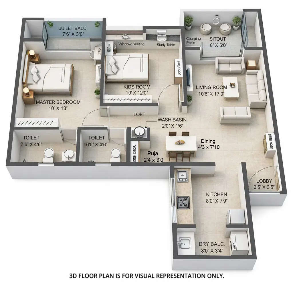 Floor plan for 2 BHK