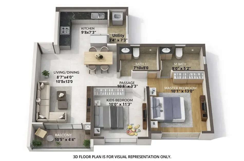 Floor plan for 2 BHK