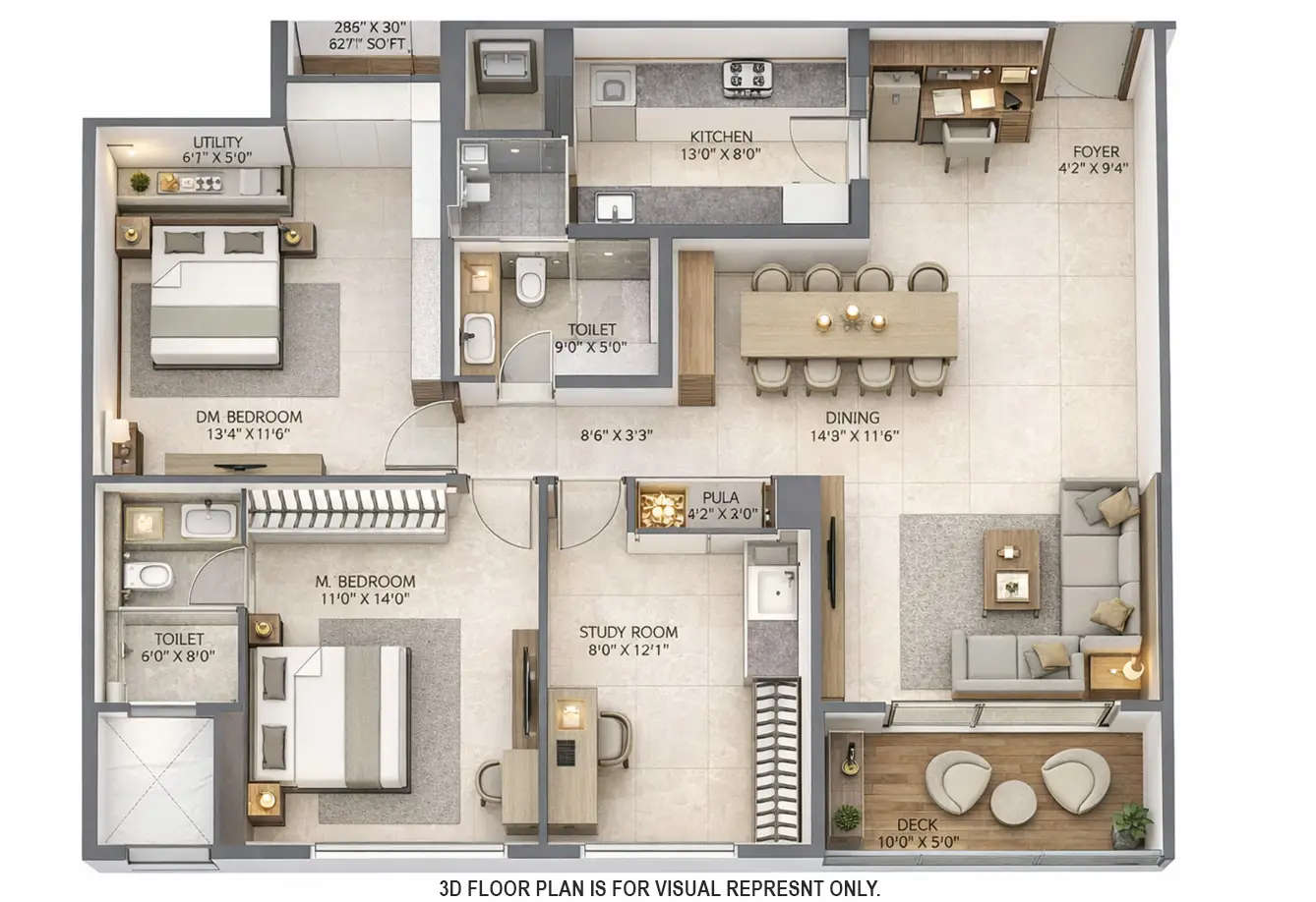 Floor plan for 2.5 BHK