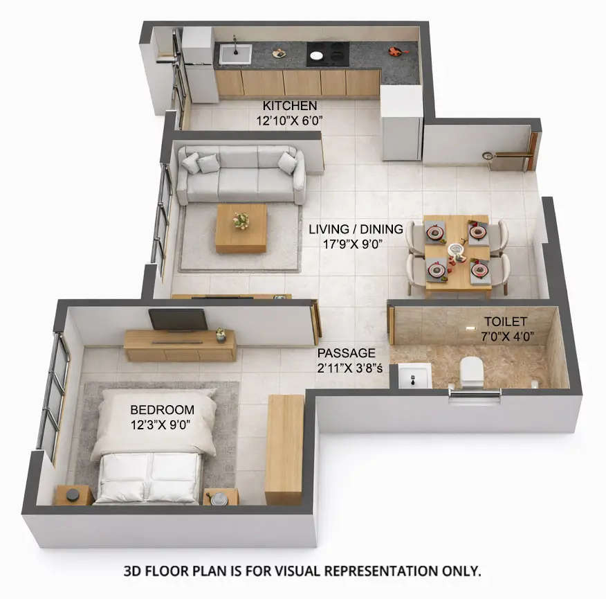 Floor plan for 1 BHK