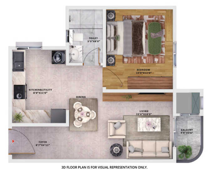 Sattva Vasanta Skye Devanahalli - Floor plan 1 BHK 740 Sq.ft