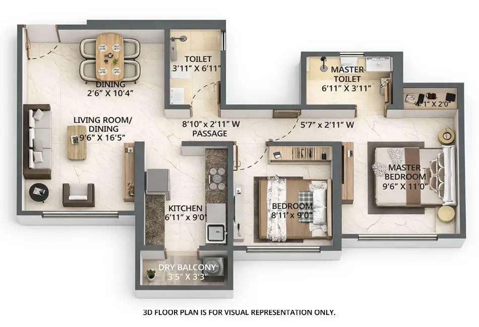 Floor plan for 2 BHK