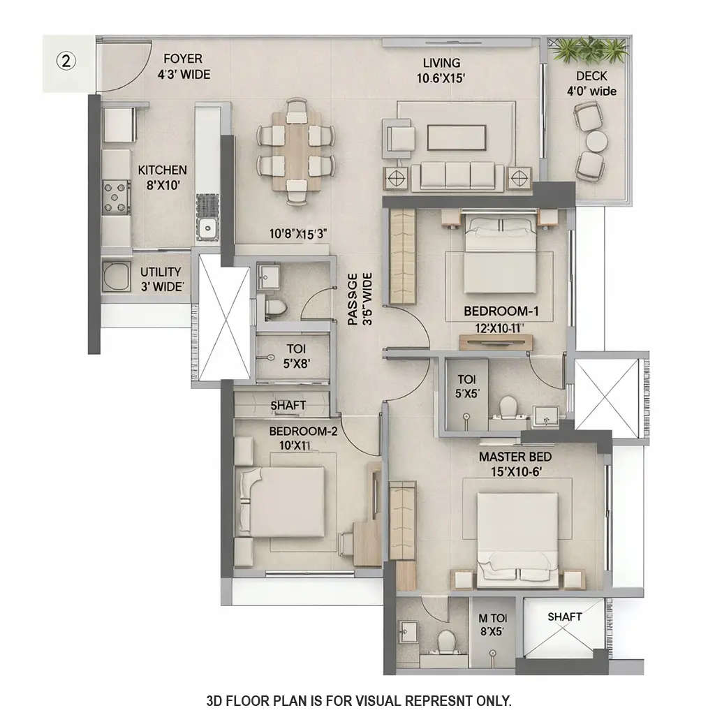 Floor plan for 3 BHK