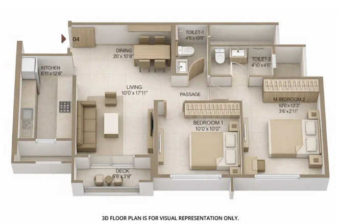 Hiranandani Westgate Ghodbunder Road - Floor plan 2 BHK 677 Sq.ft