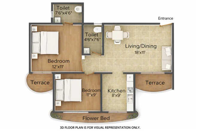 Sai Wonder Kharghar - Floor plan 2 BHK 1115 Sq.ft