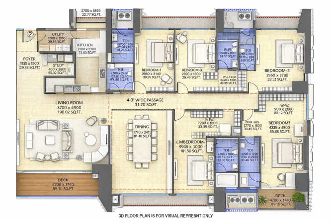 Hubtown 25 Downtown Tardeo - Floor plan 5 BHK 5058 Sq.ft