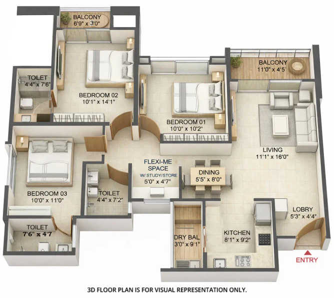 Saheel Landmarc Hinjewadi - Floor plan 3 BHK 972 Sq.ft