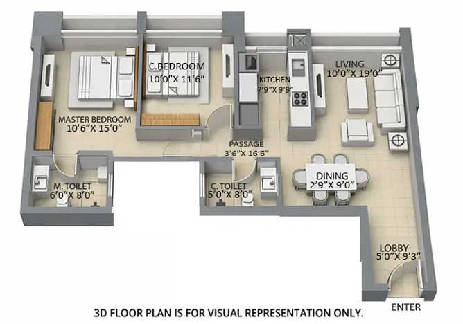 Sheth 72 West Andheri - Floor plan 2 BHK 793 Sq.ft