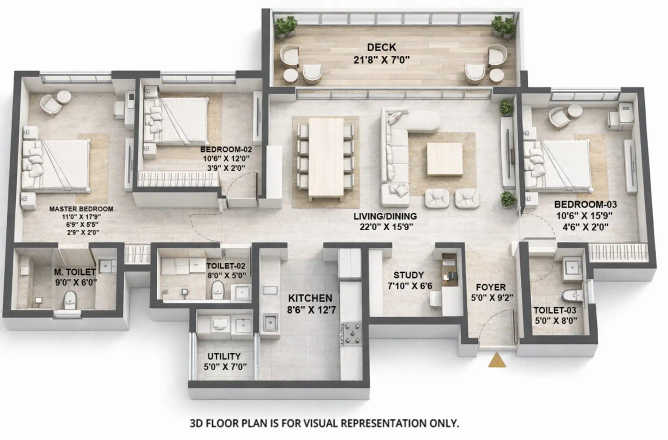 Lodha Camelot Kharadi - Floor plan 3.5 BHK 1511 Sq.ft