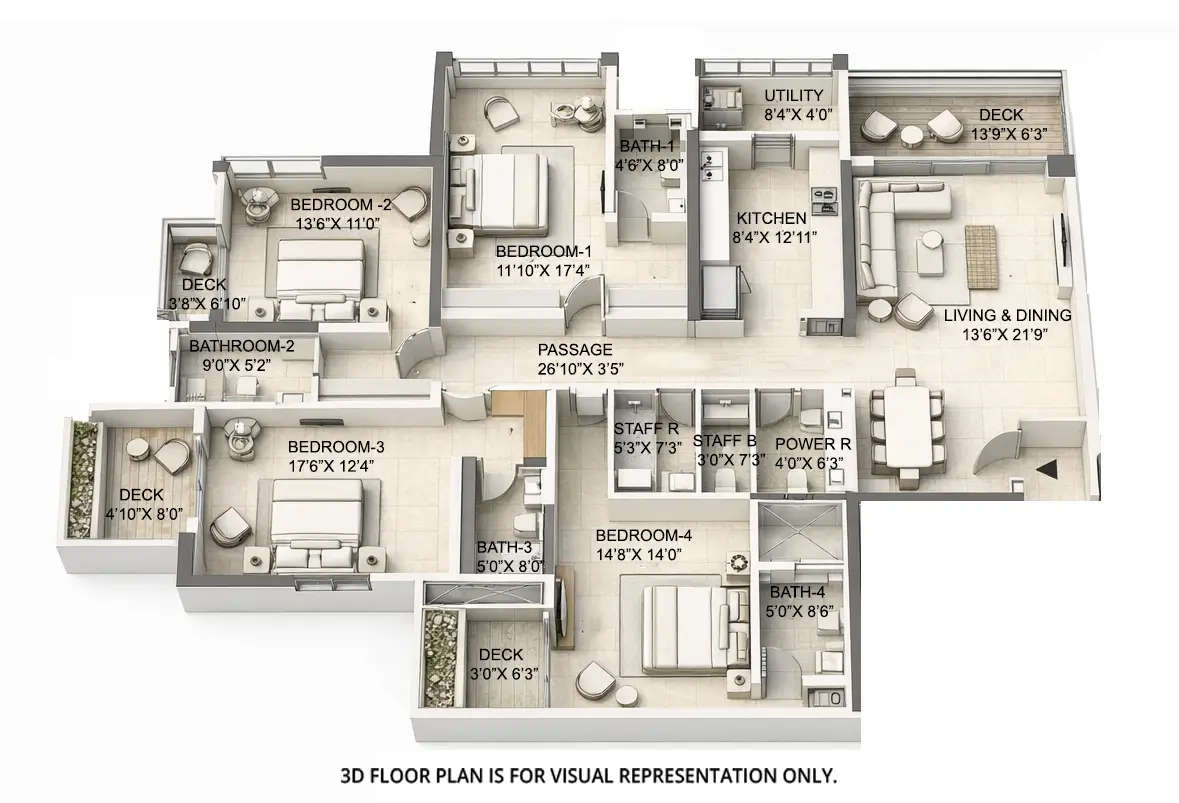 Floor plan for 4 BHK
