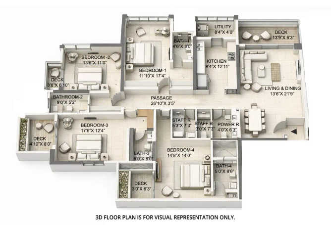 Rustomjee Ashiana Juhu - Floor plan 4 BHK 1954 Sq.ft