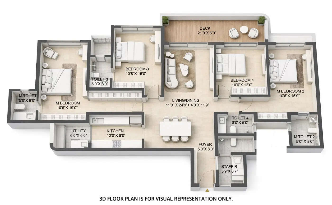 Floor plan for 4 BHK