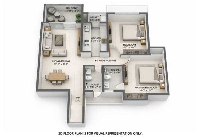 Kashish Park Iris Teen Hath Naka - Floor plan 2 BHK 780 Sq.ft
