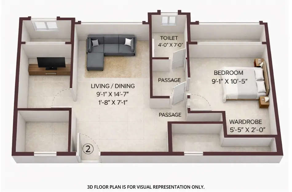 Floor plan for 1 BHK