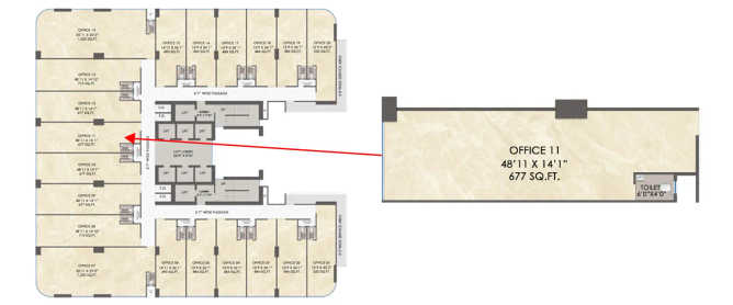 Kamdhenu Zeus Nerul - Floor plan Commercial Office 677 Sq.ft