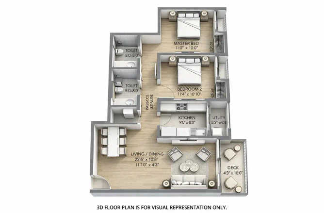 Lodha Sterling Kolshet Road - Floor plan 2 BHK 868 Sq.ft
