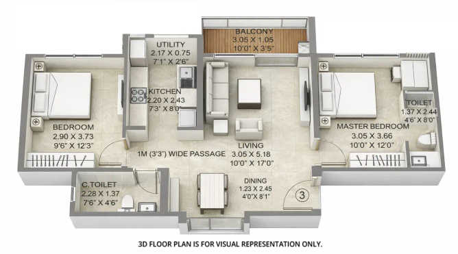 Kalpataru Srishti Namaah Mira Bhayandar - Floor plan 2 BHK 754 Sq.ft