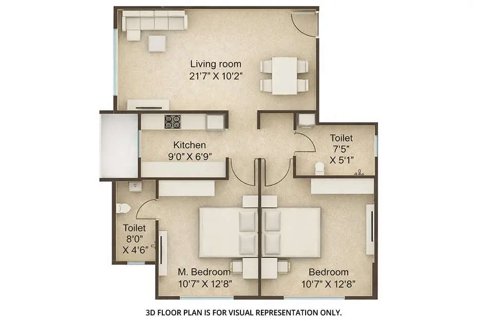 Floor plan for 2 BHK