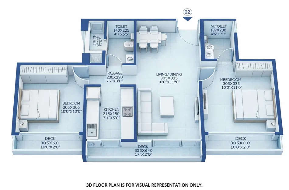 Floor plan for 2 BHK
