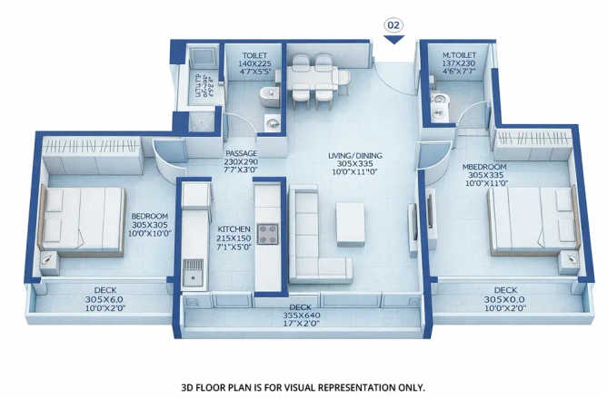 Godrej Exquisite Ghodbunder Road - Floor plan 2 BHK 724 Sq.ft