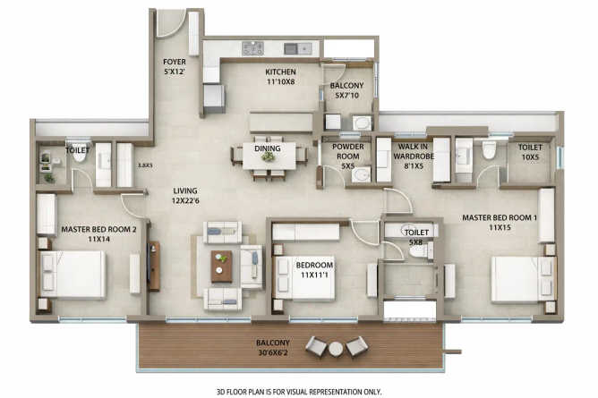Kolte Patil Canvas Hinjewadi - Floor plan 3 BHK 1450 Sq.ft