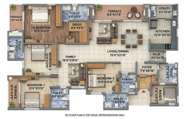 Pride Euphora Battarahalli - Floor plan 4 BHK 2982 Sq.ft