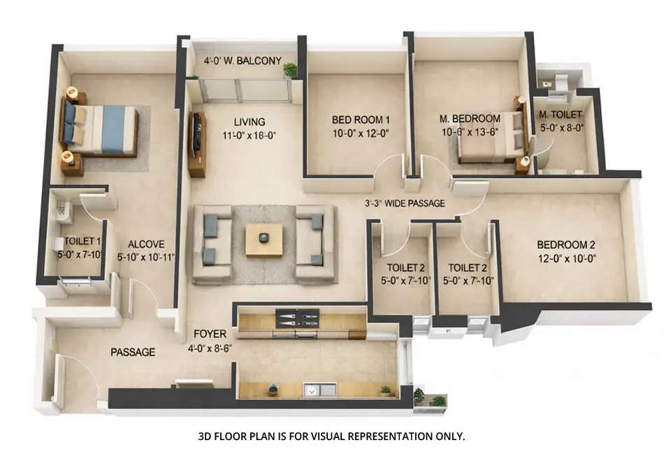 Floor plan for 4 BHK