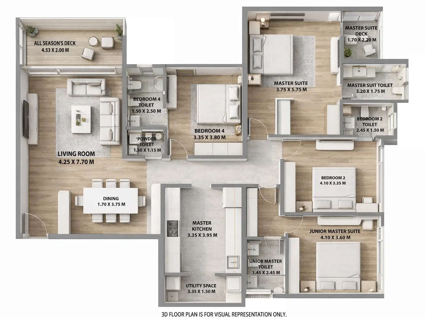 Floor plan for 4 BHK