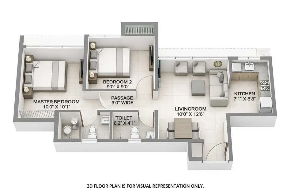 Floor plan for 2 BHK