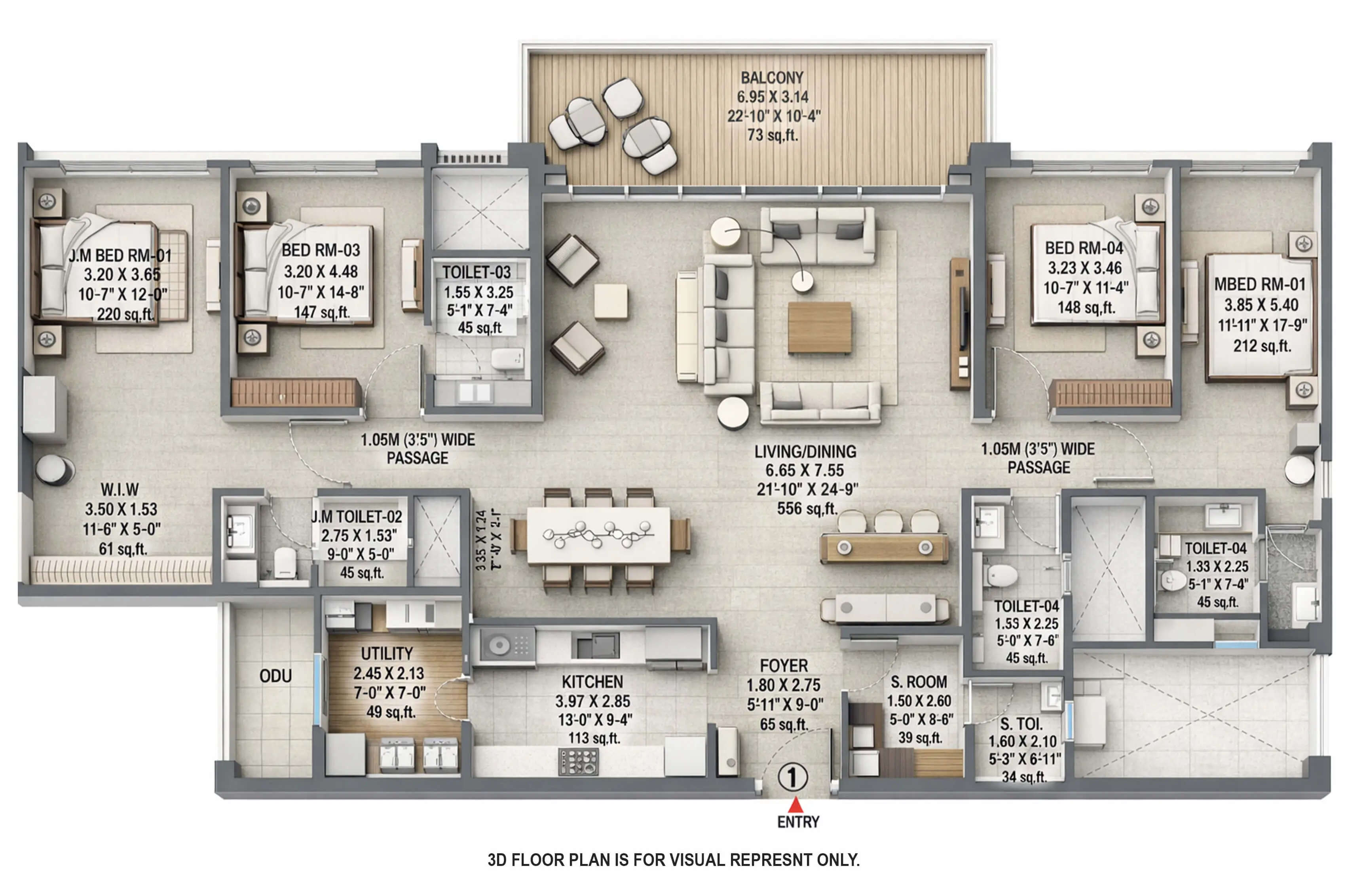 Floor plan for 4 BHK
