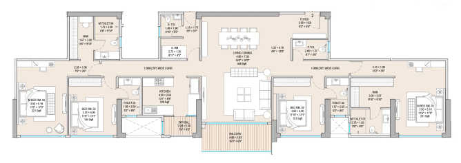 Godrej Skyshore Versova - Floor plan 4 BHK 2100 Sq.ft