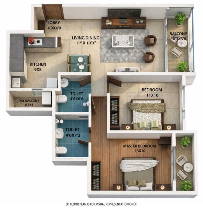 Saheel Itrend Futura Baner - Floor plan 2 BHK 726 Sq.ft