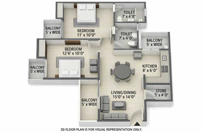 Dream Divine Karanjade - Floor plan 2 BHK 1201 Sq.ft