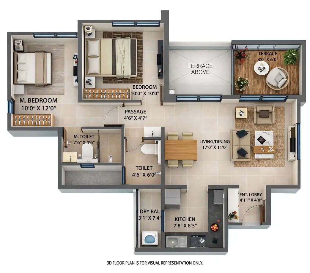 Floor plan for 2 BHK