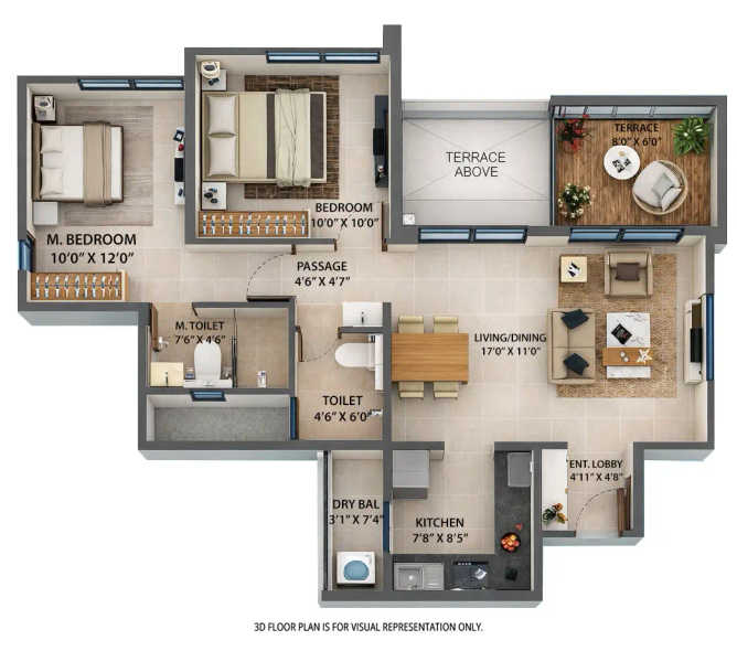 Shapoorji Pallonji Sensorium Hinjewadi - Floor plan 2 BHK 715 Sq.ft