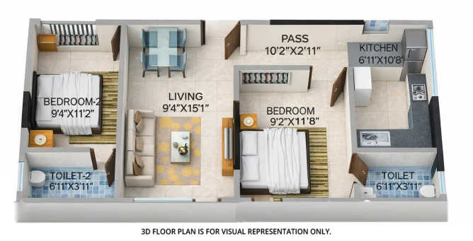 Paradigm Casa Palazzo Borivali - Floor plan 2 BHK 579 Sq.ft