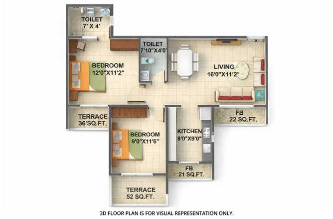 Greenscape Eternia Kalamboli - Floor plan 2 BHK 700 Sq.ft