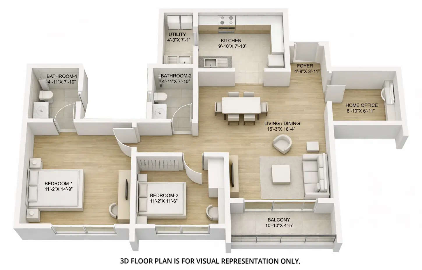 Floor plan for 2 BHK