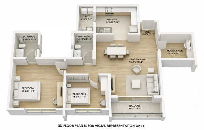 Sobha Townpark Electronic City - Floor plan 2 BHK 1339 Sq.ft