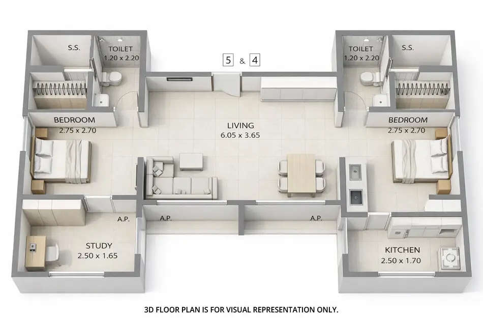 Floor plan for 2.5 BHK
