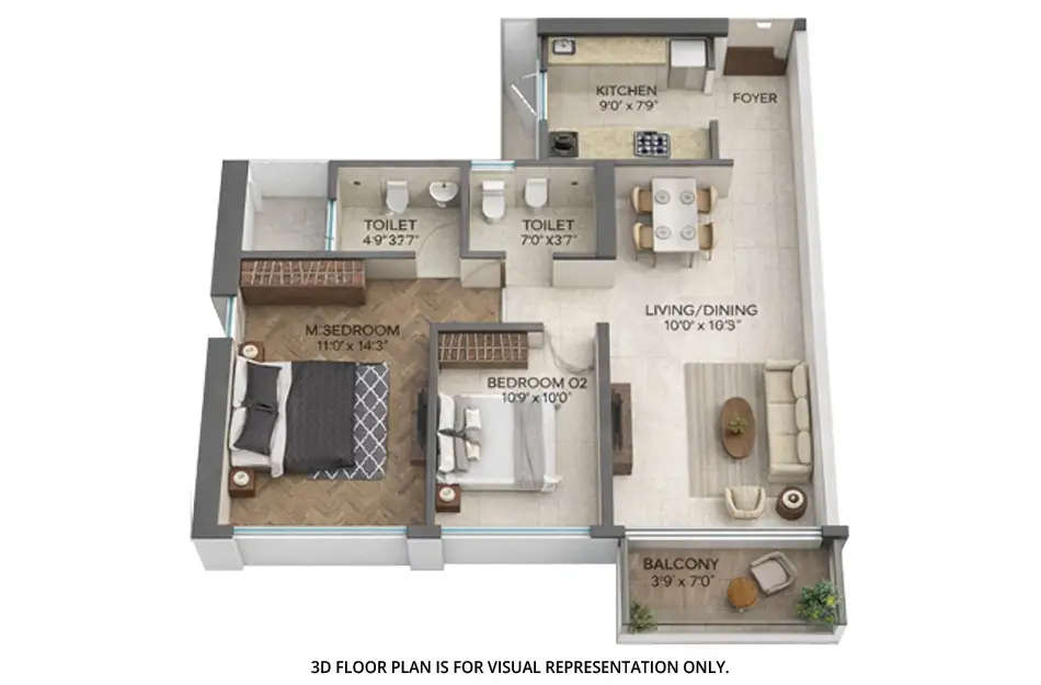 Floor plan for 2 BHK