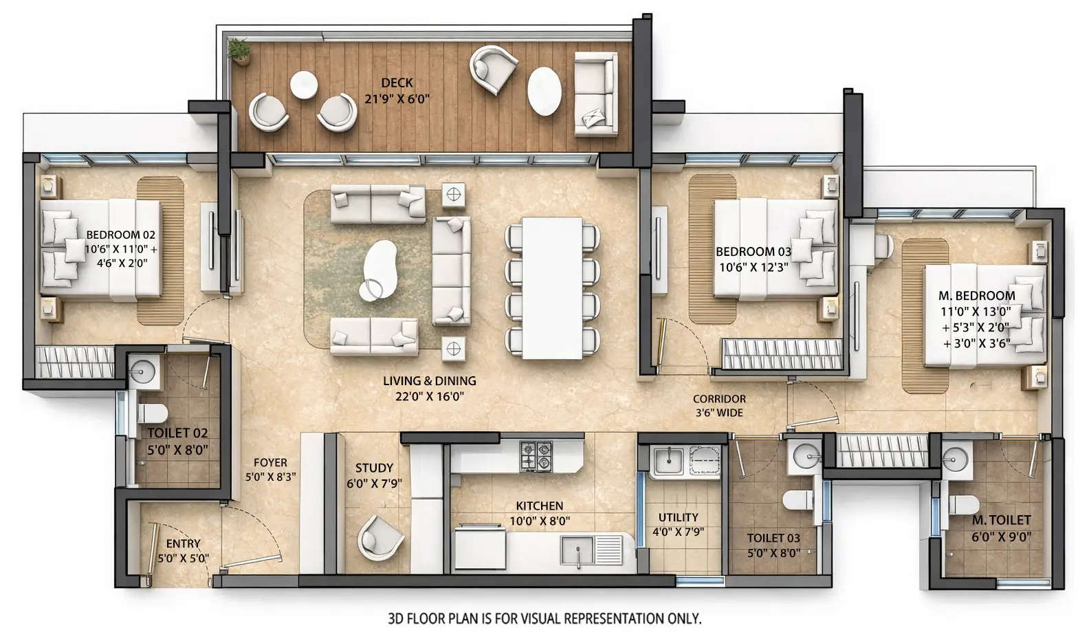 Lodha Haven Choodasandra - Floor plan 3.5 BHK 1352 Sq.ft