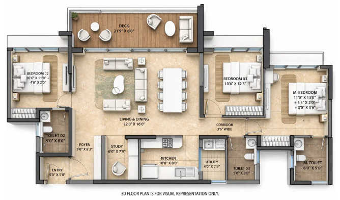 Lodha Haven Choodasandra - Floor plan 3.5 BHK 1352 Sq.ft