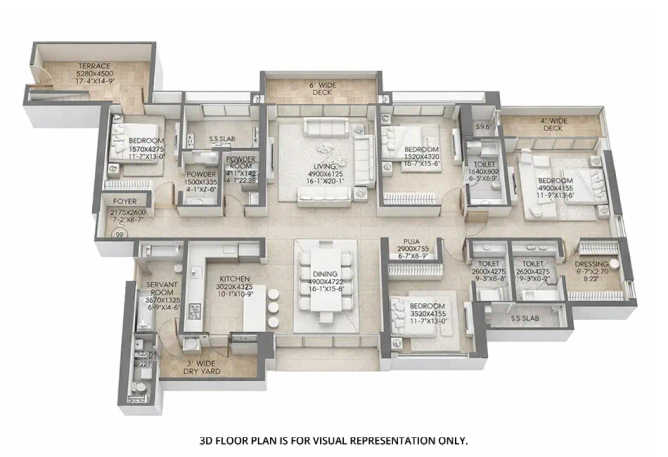 Raymond Invictus by GS Pokhran Road 1 - Floor plan 4.5 BHK 2588 Sq.ft