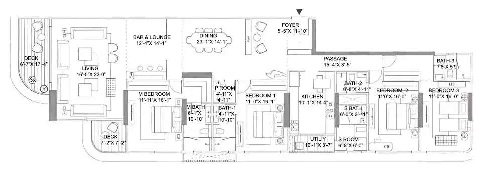 Floor plan for 4 BHK