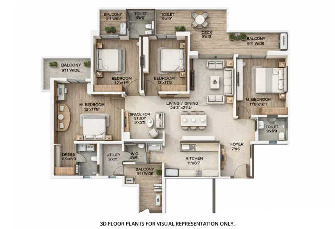 Smartworld One DXP Sector 113 Gurgaon - Floor plan 4.5 BHK 2733 Sq.ft