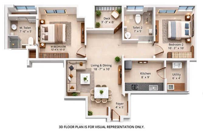 Prestige Garden Trails Mira Road - Floor plan 2 BHK 680 Sq.ft