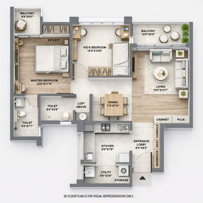VJ Yashwin Enchante Kharadi - Floor plan 2 BHK 730 Sq.ft